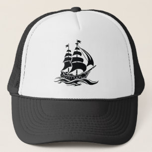 Boné Navio à Vela Sombra – Ilustração Oceânica Vintage