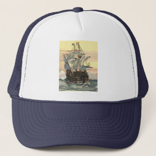 Boné Navio Pirata Antigo, Galeão Navegando no Oceano