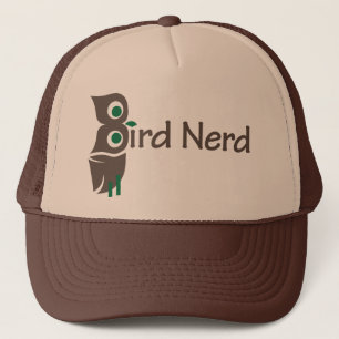 Boné Nerd de aves Coruja Castanho e Verde