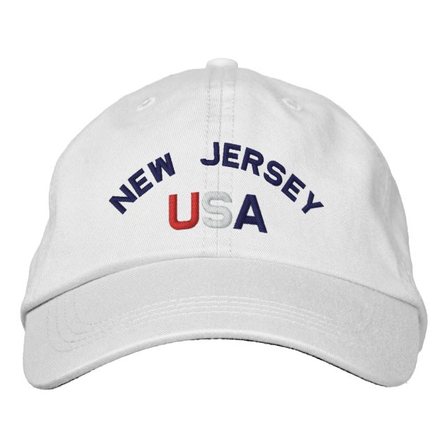 Boné New Jersey USA Embroiderado White Hat (Frente)