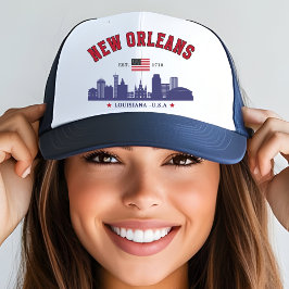 Boné New Orleans Louisiana Vintage Skyline Hat