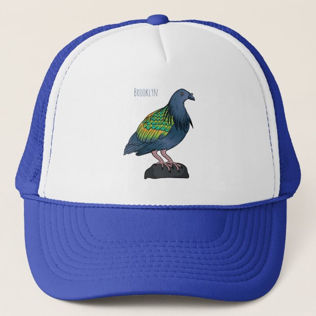 Boné Nicobar pigeon bird cartoon illustration (Frente)