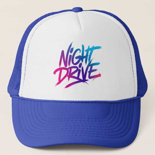 Boné Night Drive - Retro Futuristic Synthwave Car & Moo (Frente)