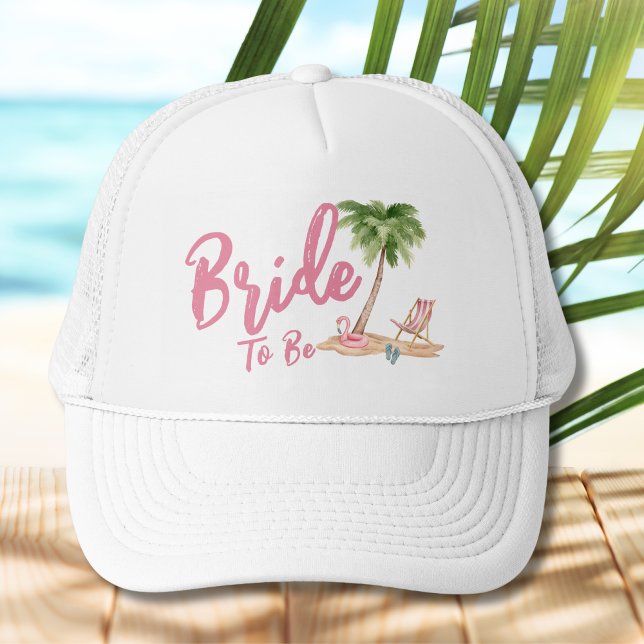 Boné Noiva Bachelorette de Praia Bonita A Ser (Cute Beach Bride Trucker Hat)