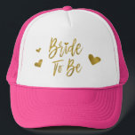 Boné Noiva: Folha de Ouro Falso e Rosa com Coração<br><div class="desc">Noiva de "Faux Gold Foil" e "Pink Trucker Hat" para uma Celebração de Casamentos,  Chás de panela ou Festas de solteira.</div>