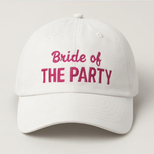 Boné Noiva Simples Moderna Do Texto Da Cor Rosa Da Fest (Modern wedding party bride vibe hat)