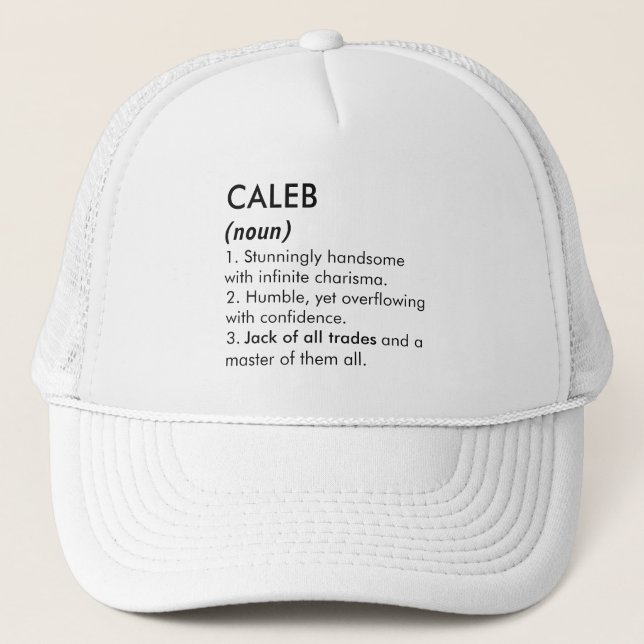 Boné Nome Caleb, Nome editável, Nome personalizado (Frente)
