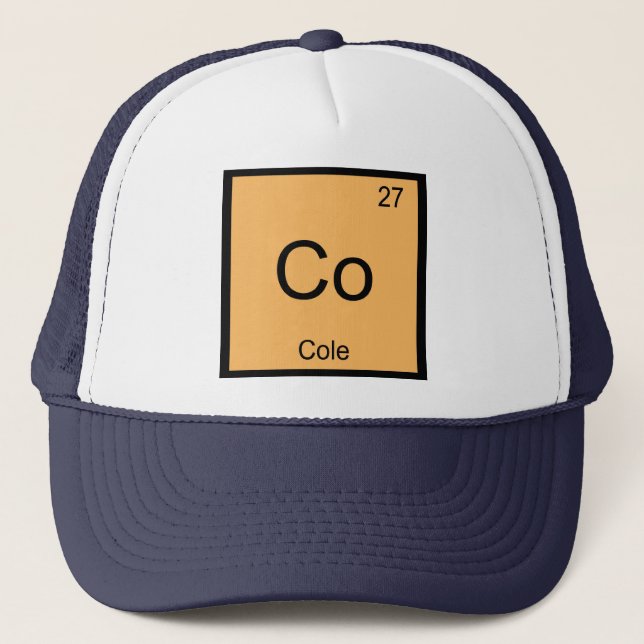 Boné Nome Cole Química Elemento Tabela Periódica (Frente)