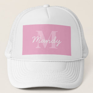 Boné Nome Cursivo Bonito e Monograma Rosa