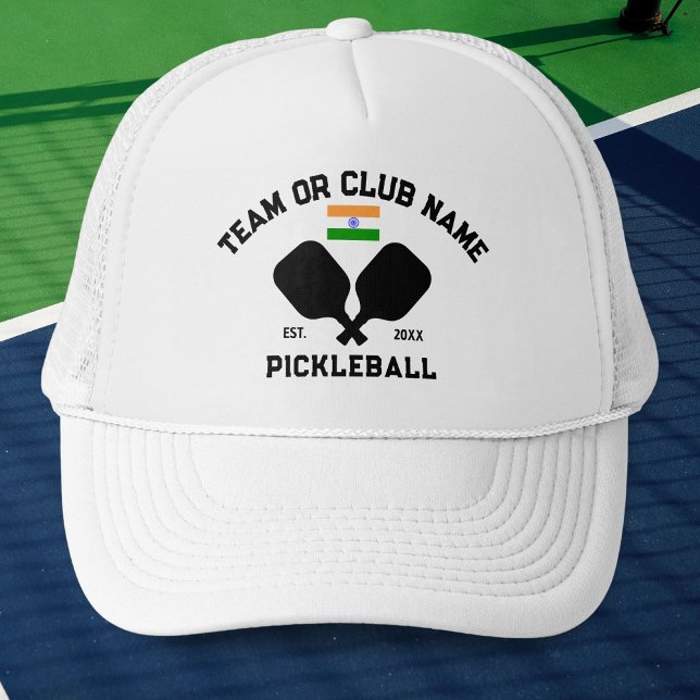 Boné Nome da Equipe do Clube de Pickleball Índia Bandei (Criador carregado)