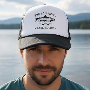 Boné Nome da família Lago House Oars Peixes Estilo Rus