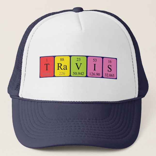 Boné Nome da mesa periódica Travis que (Frente)