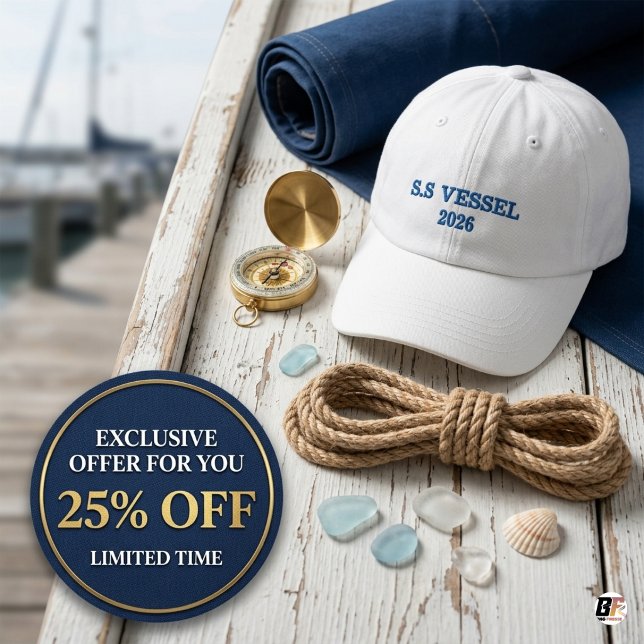 Boné Nome de Barco Personalizado Iate Náutico Minimalis (#vacation)