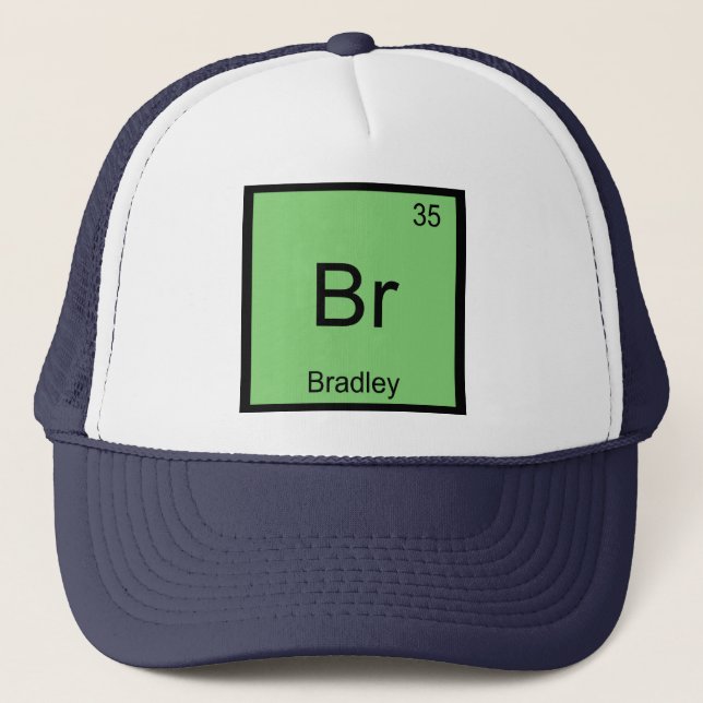 Boné Nome de Bradley Elemento Químico Tabela Periódica (Frente)