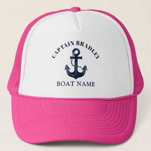 Boné Nome de Capitão Personalizado Estilo Âncora Náutic