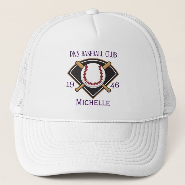Boné Nome de Clube de Beisebol Personalizado Clássico (Frente)