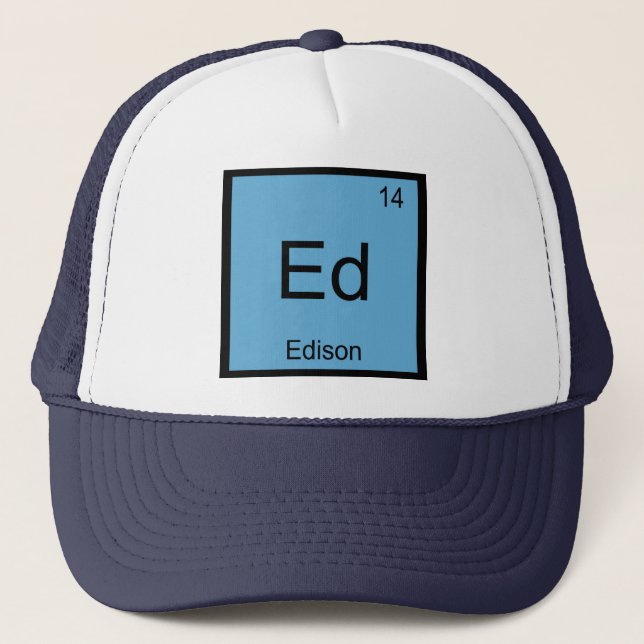 Boné Nome de Edison Química Elemento Tabela Periódica (Frente)