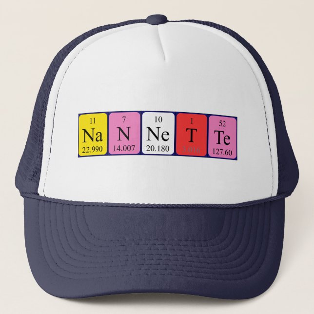 Boné Nome de mesa periódica da Nannette que (Frente)