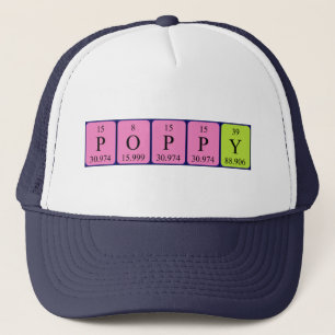 Boné Nome de mesa periódica de Poppy que