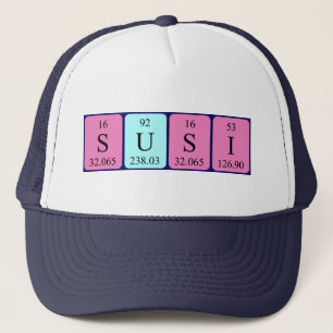 Boné Nome de mesa periódica Susi que