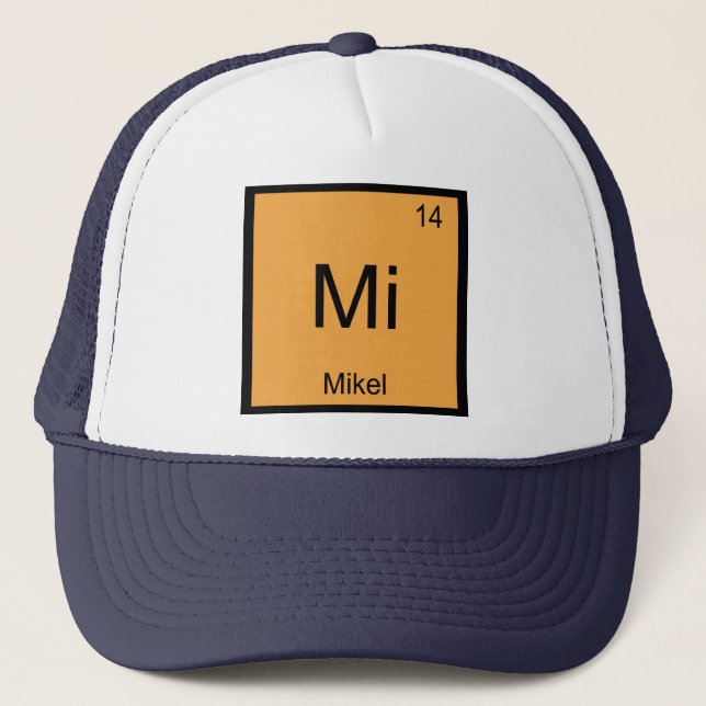 Boné Nome de Mikel Química Elemento Tabela Periódica (Frente)