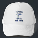Boné Nome do capitão ou do barco Farol Náutico<br><div class="desc">Farol náutico com Capitão Personalizado ou Nome do Barco Hat.</div>