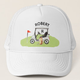 Boné Nome do Monograma do Carrinho de Cara de Golf