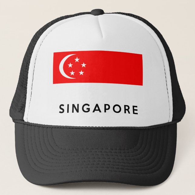 Boné nome do texto do país da bandeira de singapore (Frente)