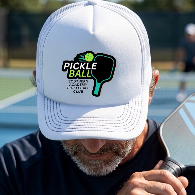 Boné Nome Moderno Simples do Clube de Pickleball Preto  (Criador carregado)