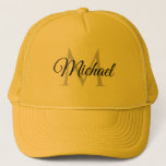 Boné Nome Monograma Para Mulheres Para Homens Unisex<br><div class="desc">Nome Monograma Para Mulheres Para Homens Modelo Unisex Elegante Trendy Yellow Trucker Hat.</div>