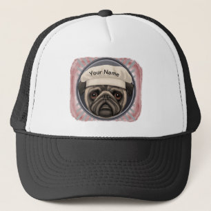 Boné Nome personalizado de Pug Chef que