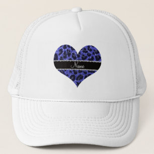 Boné Nome personalizado impressão leopardo azul neon