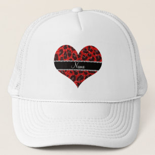 Boné Nome personalizado impressão leopardo neon vermelh