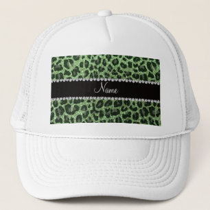 Boné Nome personalizado: impressão leopardo verde-claro