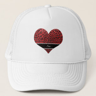 Boné Nome personalizado manchas-leopardo vermelhas