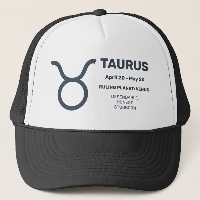 Boné Nome Personalizado / Sinal de Zodíaco Texto Taurus (Frente)