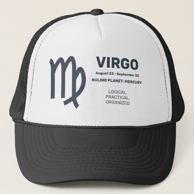 Boné Nome Personalizado / Texto Símbolo Zodiac Virgo (Frente)