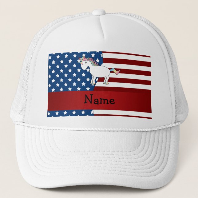Boné Nome personalizado unicórnio Patriótico (Frente)