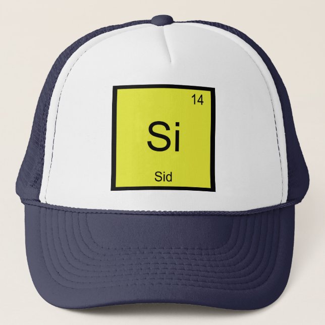 Boné Nome Químico do Sid Elemento Tabela Periódica (Frente)
