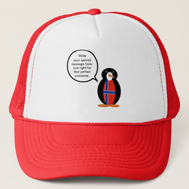 Boné Noruega Falando Sra Pinguim Personalizado (Frente)