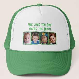 Boné Nós te amamos pai 4 fotos branco verde