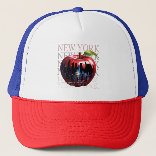 Boné Nova York A Grande Maçã Fruta Silhueta Cidade (Frente)