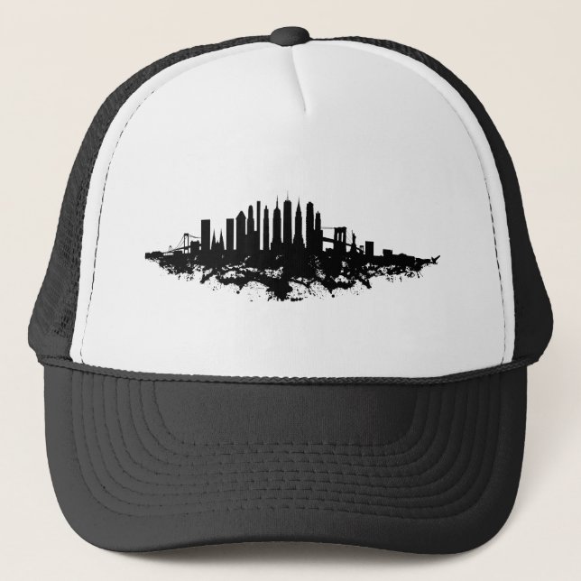 Boné Nova York Skyline Watercolor Black and White (Frente)