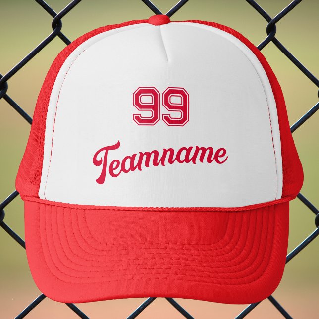Boné Número do jogador personalizado do baseball vermel (Criador carregado)