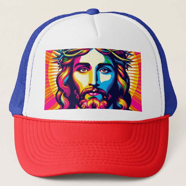 Boné O Chapéu Colorido de Jesus, Trucker! (Frente)