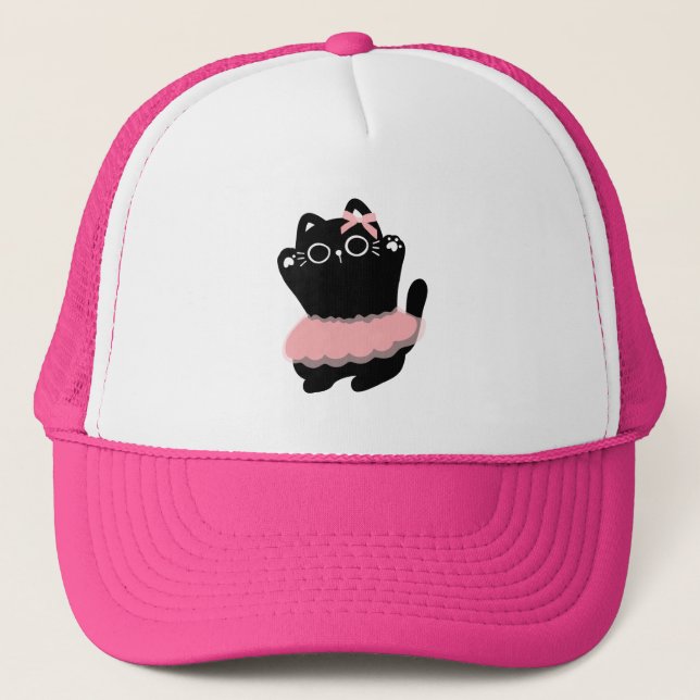 Boné O chapéu da mulher é um gato preto dançando  (Frente)