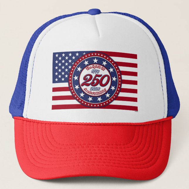 Boné O Espírito De 1776, 2026 Bandeira de Aniversário d (Frente)