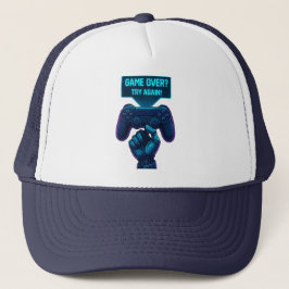 Boné O Jogo Acabou? Tente De Novo! Gamer Trucker Hat Fu