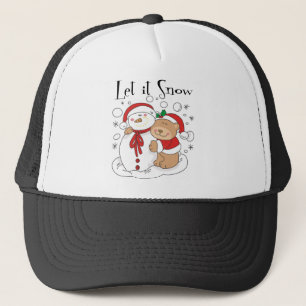 Boné O papai noel urso & boneco de neve deixou-o nevar