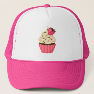 Boné O rosa bonito polvilha o cupcake da morango